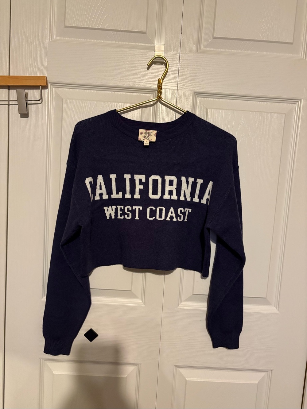 Hippie Rose Navy California West Coast Cropped Sweatshirt